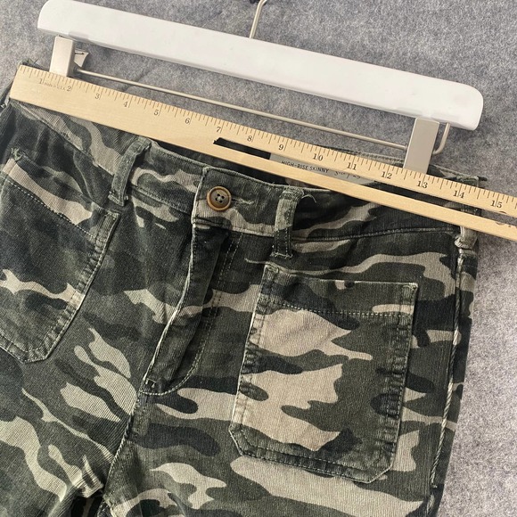 Anthropologie Pants 29 Green Camo Print Corduroy Pilcro Skinny High Rise - Picture 6 of 13